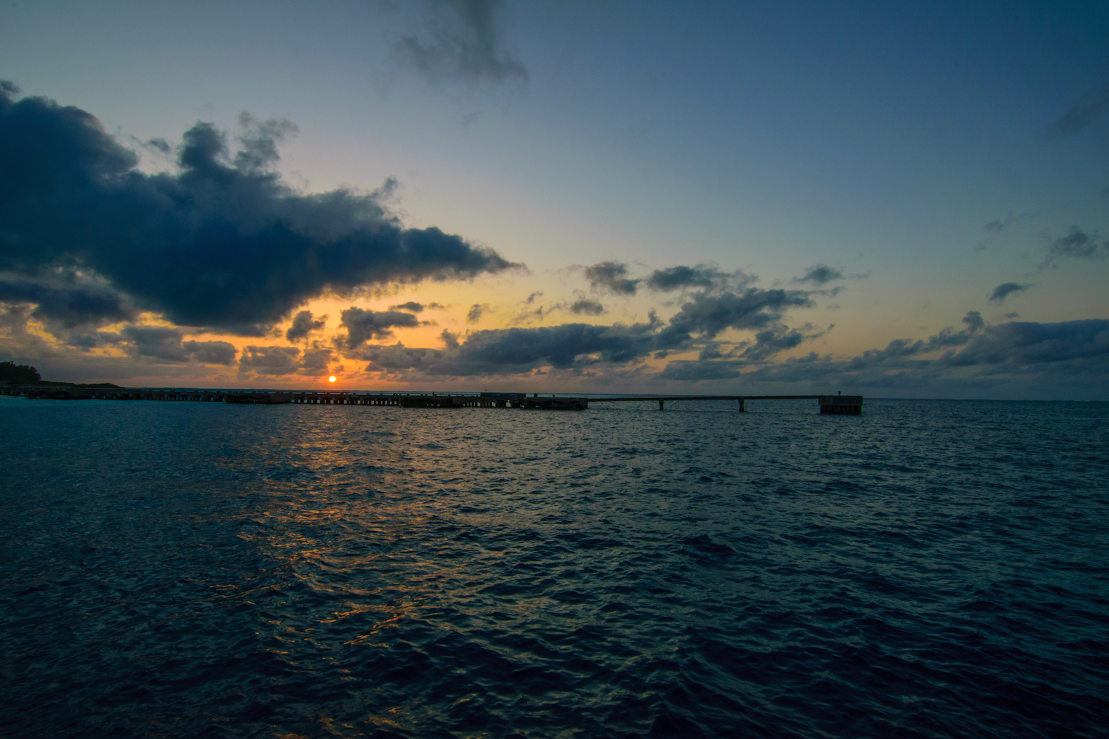 Midway, Atoll, fueling, Pier, Sunset