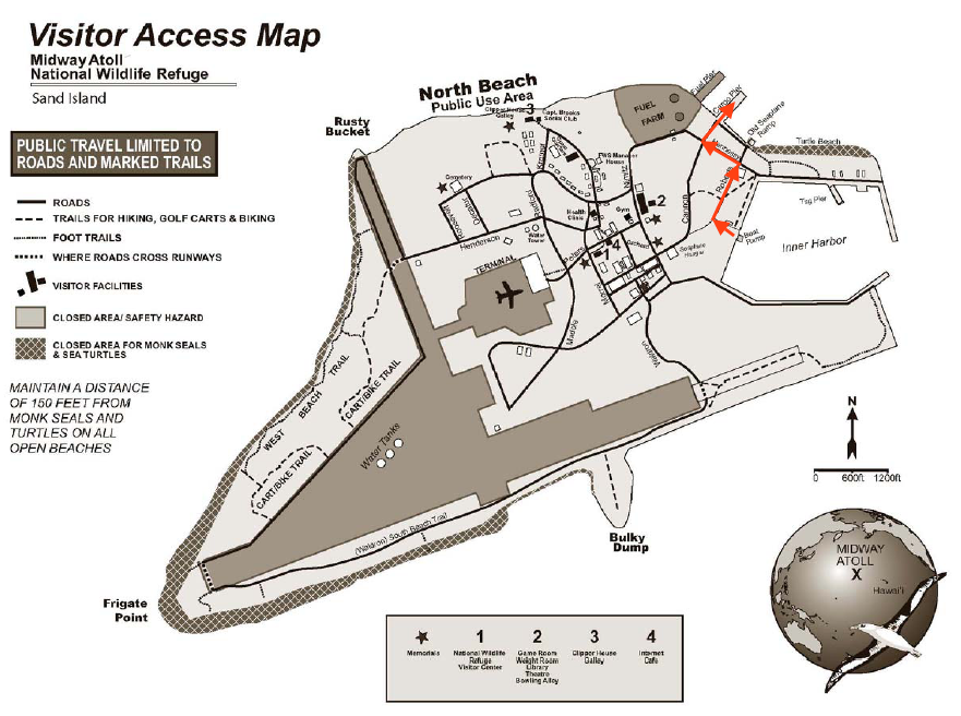 Midway, Atoll, Visitor, Access, Map