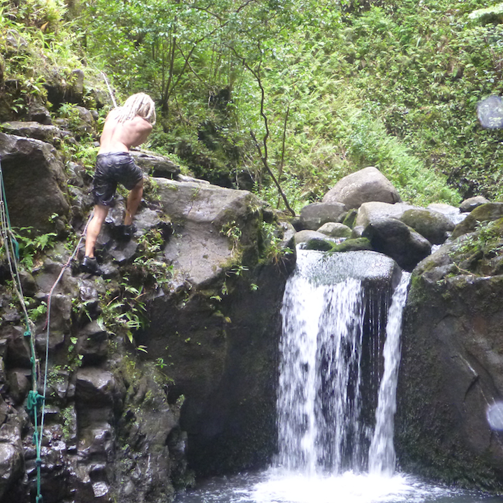 Koloa falls, gulch, Oahu, hawaii, hike, waterfall, climb, rock climb, rappel, ropes