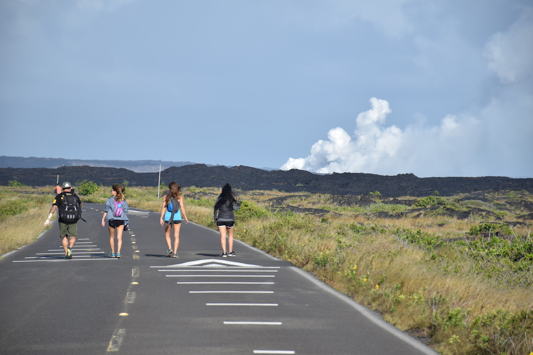 Hawaii, Big, Island, Lava, Flow, into, ocean, hike, trek, path, road, Kalapana, Volcanoes national park, eruption, Kilauea