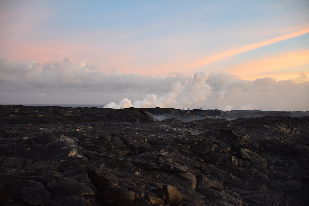 Hawaii, big, island, kilauea, kalapana, lava, flow, 61g, ocean entry, smoke