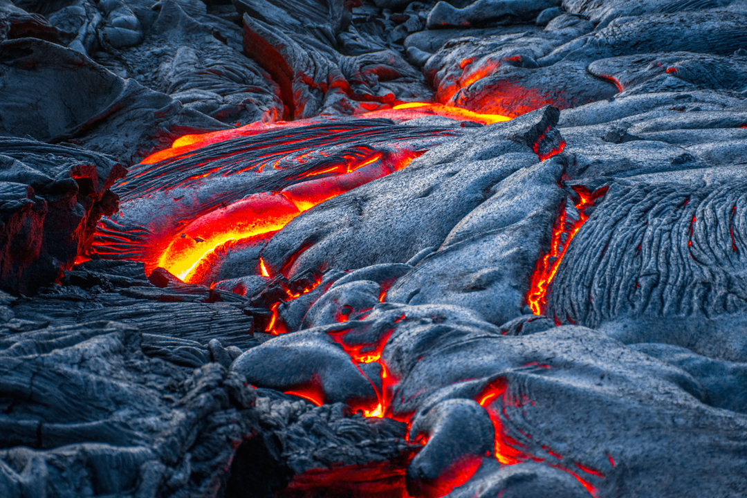 pele, Trek, hike, photography, adventure, exploration, Volcano, volcanoes national park, Hawaii, big, island, kilauea, kalapana, lava, dried, rock, igneous, magma, melting, hot, fire, eruption, 61g, east rift zone, surface, breakout, active, lava tube, glow, bright