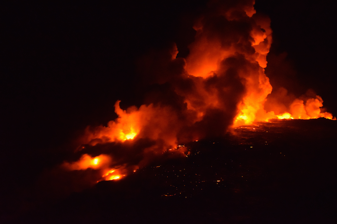 Trek, hike, photography, adventure, exploration, Volcano, volcanoes national park, Hawaii, big, island, kilauea, kalapana, lava, dried, rock, igneous, magma, melting, hot, fire, eruption, 61g, east rift zone, surface, breakout, active, lava tube, glow, bright, ocean entry, smoke