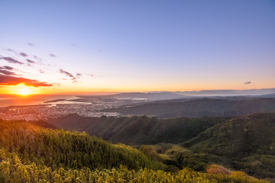 Hawaii, Oahu, Southshore, south, shore, lookout, vista, view, scenery, sunset, ocean, Island, Pacific