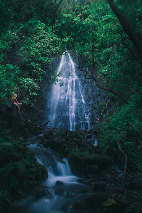 Hamama, falls, waterfall, Oahu, hawaii, Kaneohe, Hike, adventure, explore, girl, nymph, magical, lighting, moody