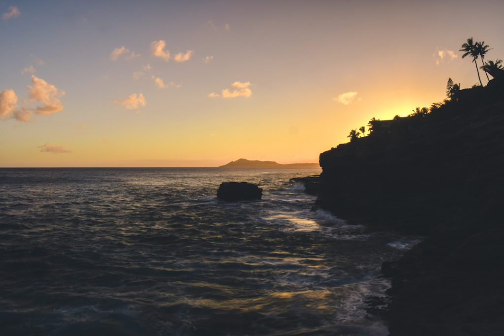 Hawaii, Oahu, Portlock, cliffs, sunset, Spitting cave, photography