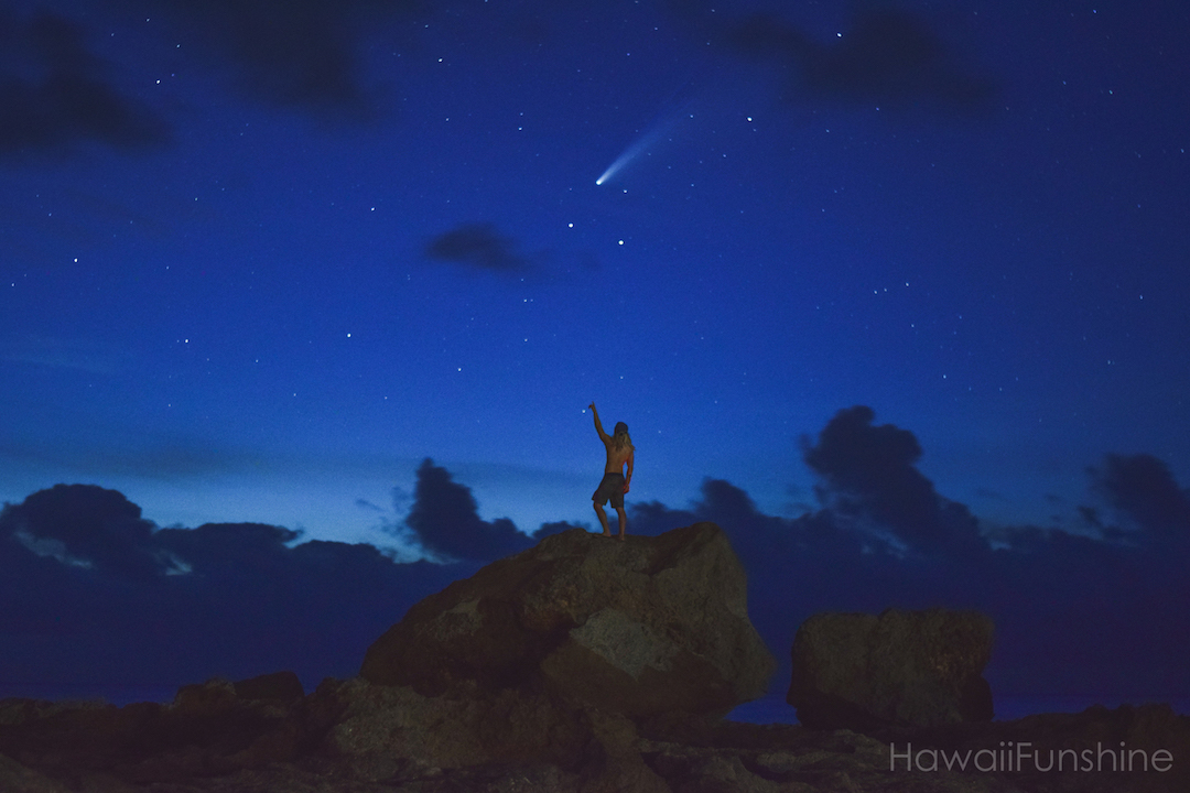 Hawaii, Oahu, night, sky, photography, comet, NEOWISE, C2020 F/3, astrophotography, shooting star, meteor 